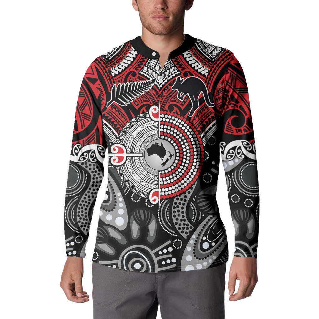 Aotearoa and Australia Button Sweatshirt New Zealand Honour The Treaty Ake!Ake!Ake! LT9 - Polynesian Pride