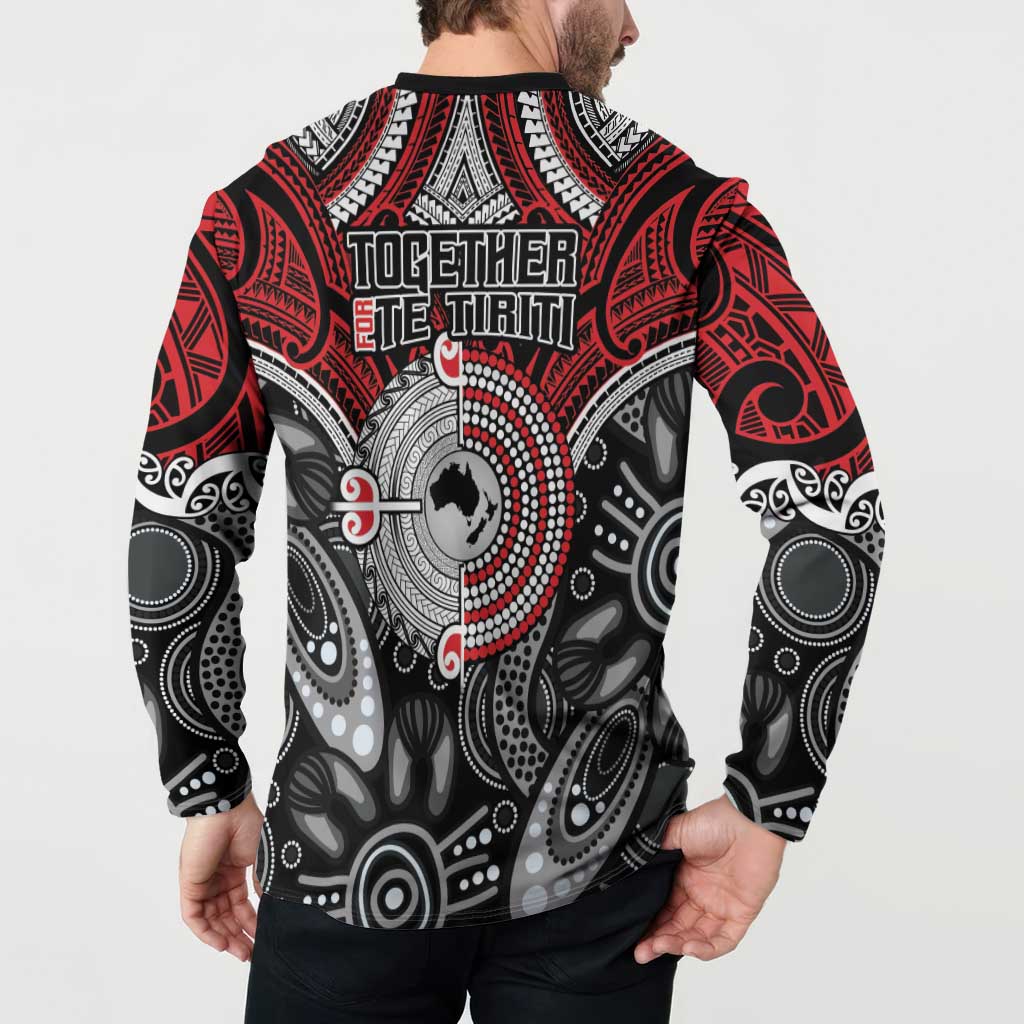Aotearoa and Australia Button Sweatshirt New Zealand Honour The Treaty Ake!Ake!Ake! LT9 - Polynesian Pride
