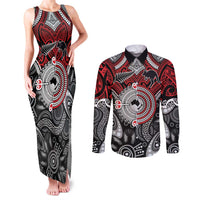 Aotearoa and Australia Couples Matching Tank Maxi Dress and Long Sleeve Button Shirt New Zealand Honour The Treaty Ake!Ake!Ake!