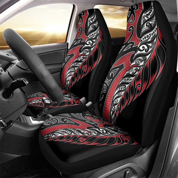 New Zealand Rugby Maori Car Seat Cover Silver Fern Koru Vibes - Red LT8 main image 0