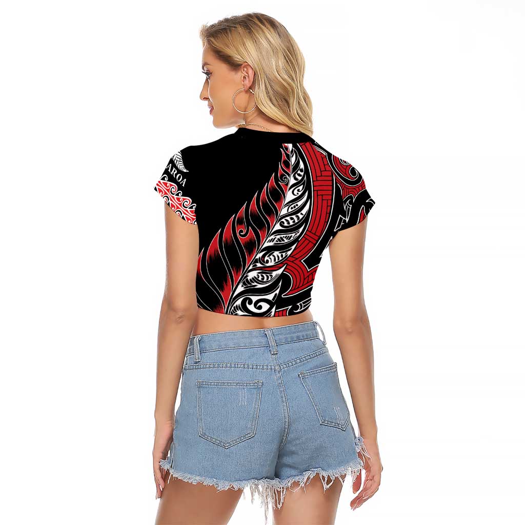 Koru Fern New Zealand Raglan Cropped T Shirt Maori Tribal Pattern