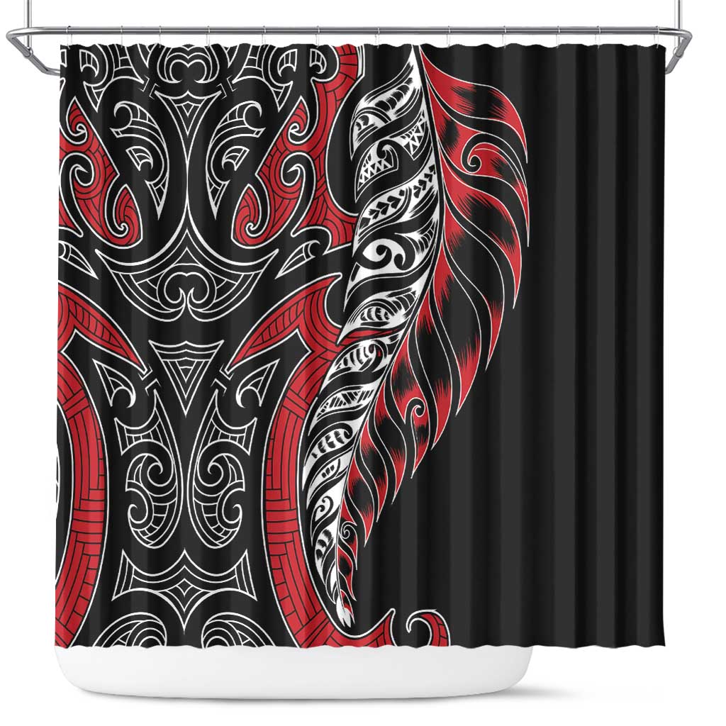 Koru Fern New Zealand Shower Curtain Maori Tribal Pattern LT9 Red - Polynesian Pride