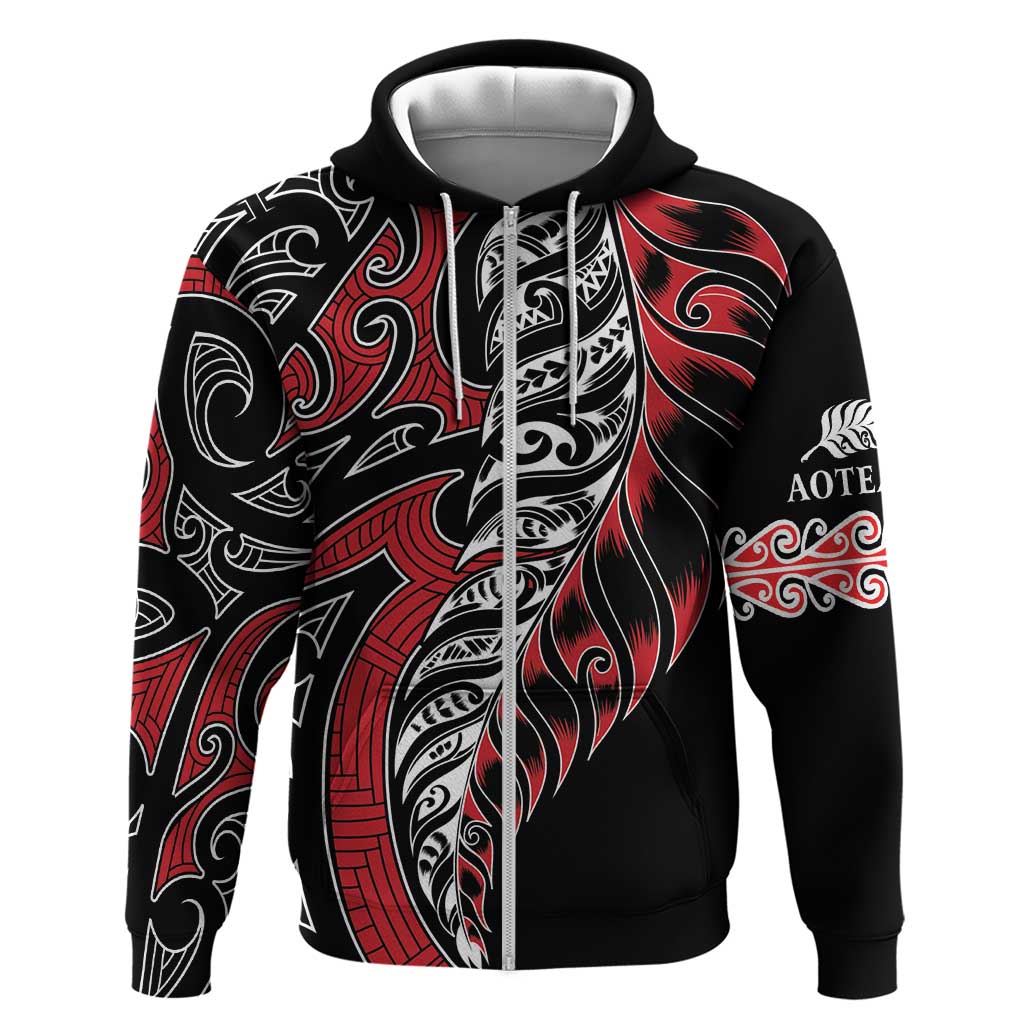 Koru Fern New Zealand Zip Hoodie Maori Tribal Pattern LT9 Zip Hoodie Red - Polynesian Pride
