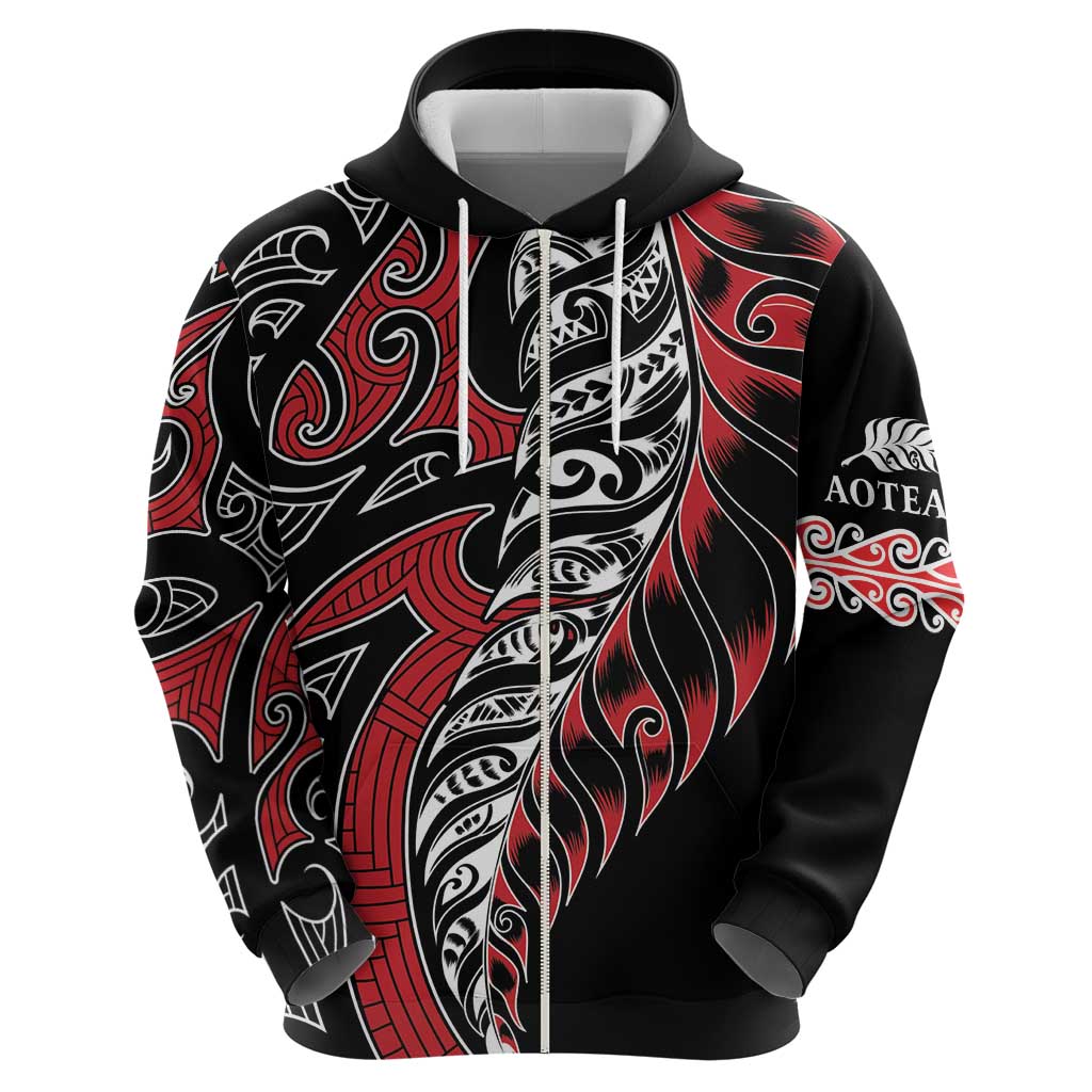 Koru Fern New Zealand Zip Hoodie Maori Tribal Pattern LT9 - Polynesian Pride