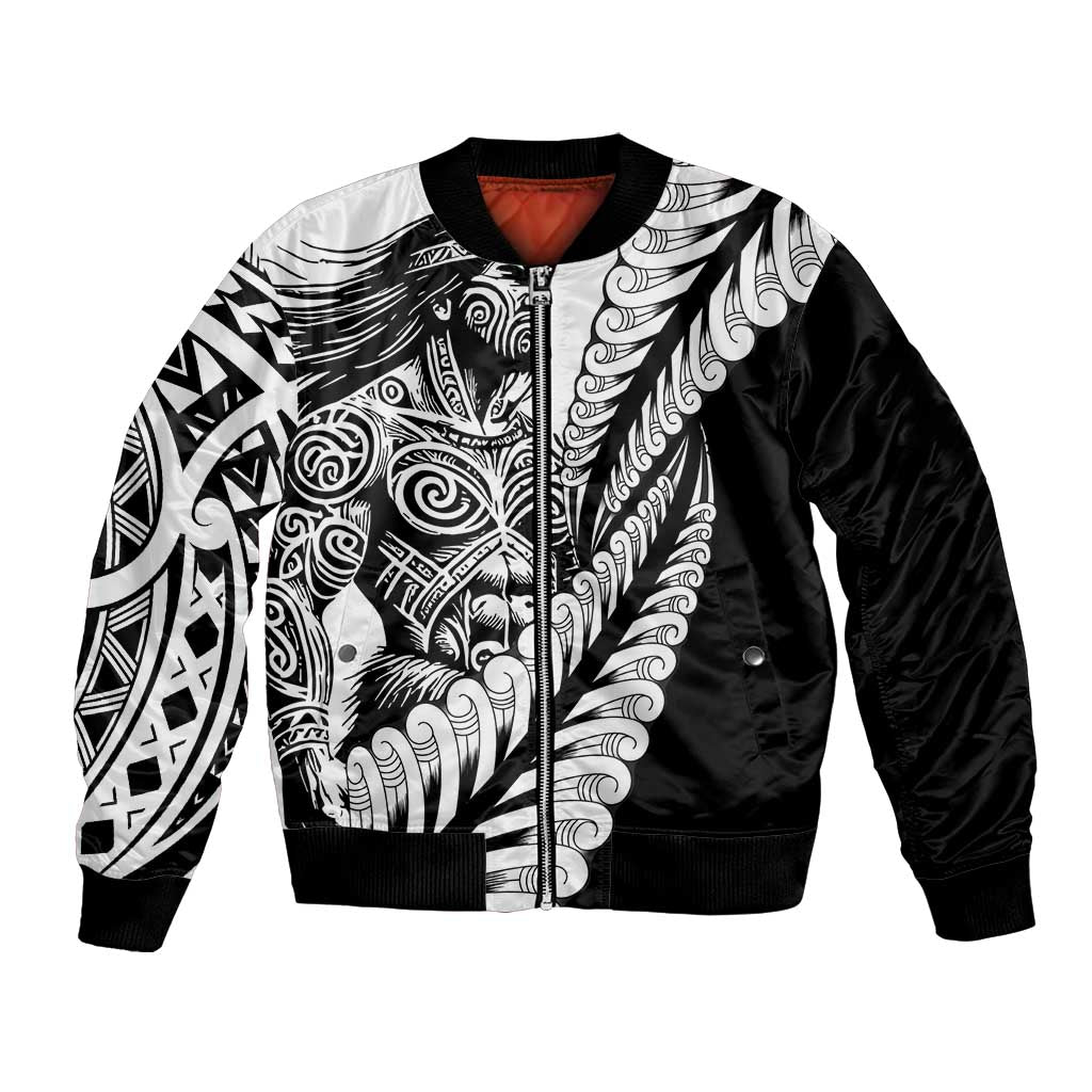 Koru Fern New Zealand Maori Tribal Warrior Bomber Jacket LT9 Unisex Black - Polynesian Pride