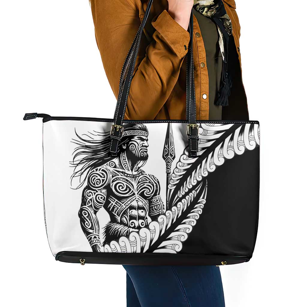 Koru Fern New Zealand Maori Tribal Warrior Leather Tote Bag