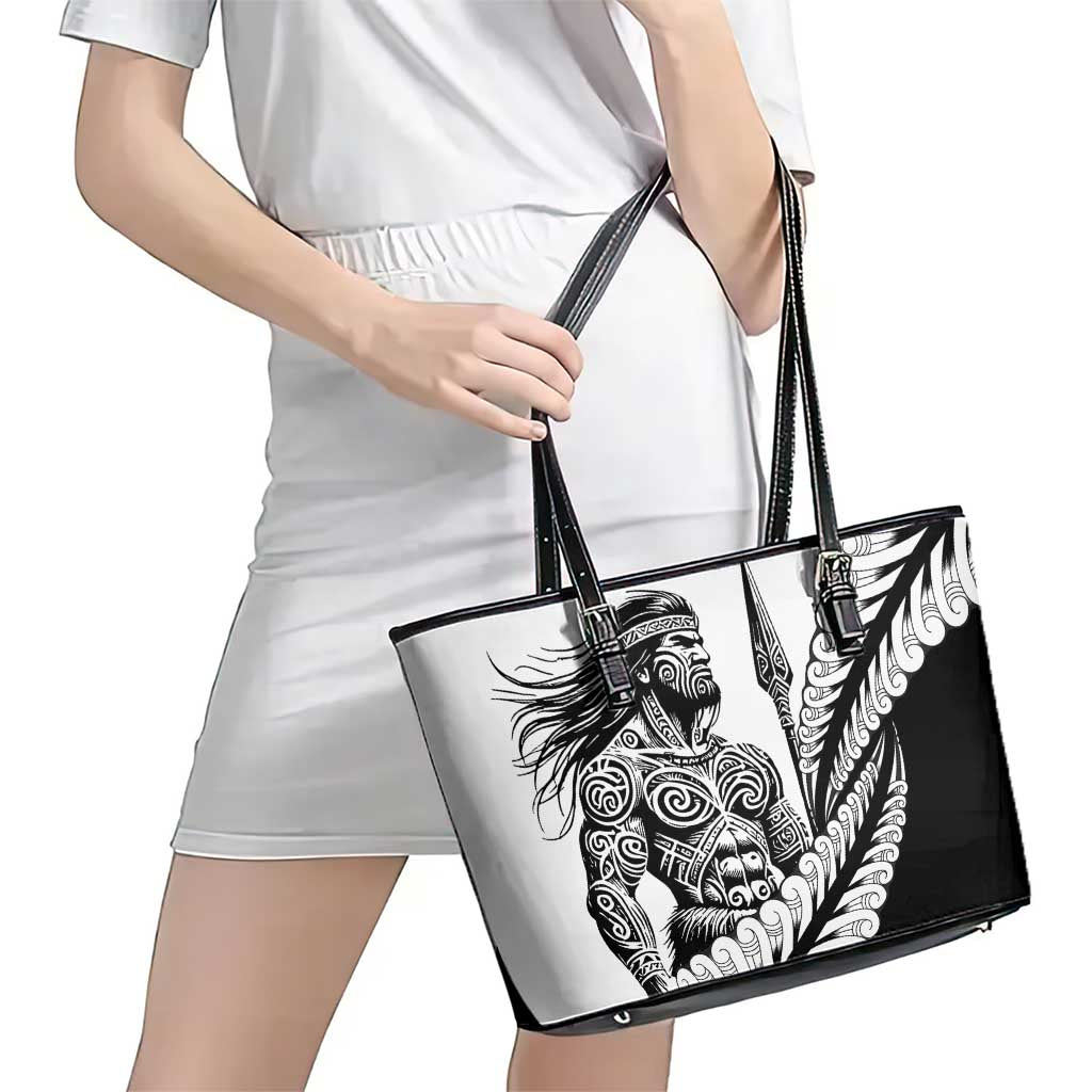 Koru Fern New Zealand Maori Tribal Warrior Leather Tote Bag