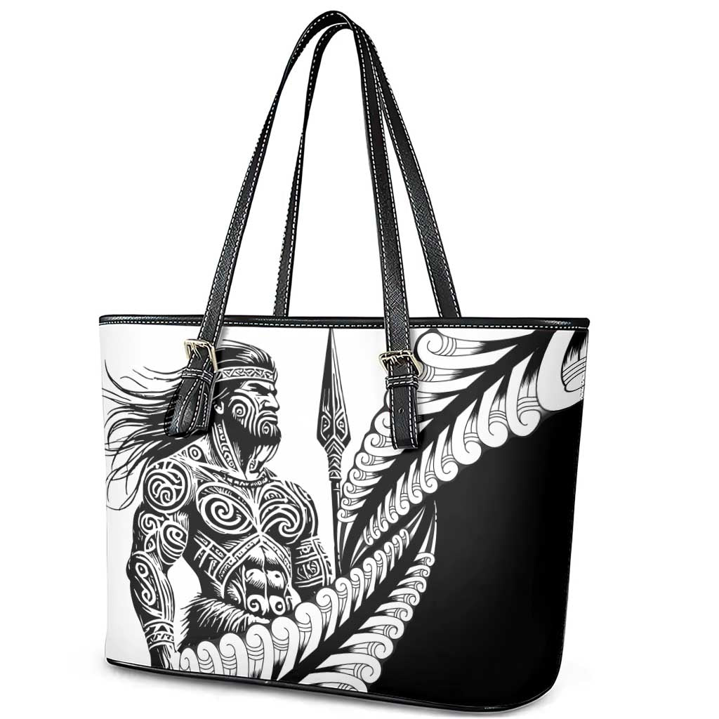 Koru Fern New Zealand Maori Tribal Warrior Leather Tote Bag
