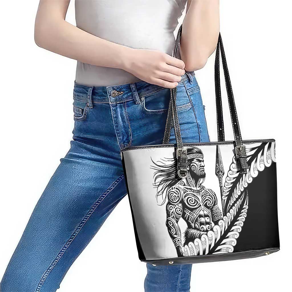Koru Fern New Zealand Maori Tribal Warrior Leather Tote Bag