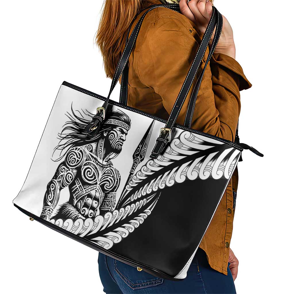 Koru Fern New Zealand Maori Tribal Warrior Leather Tote Bag
