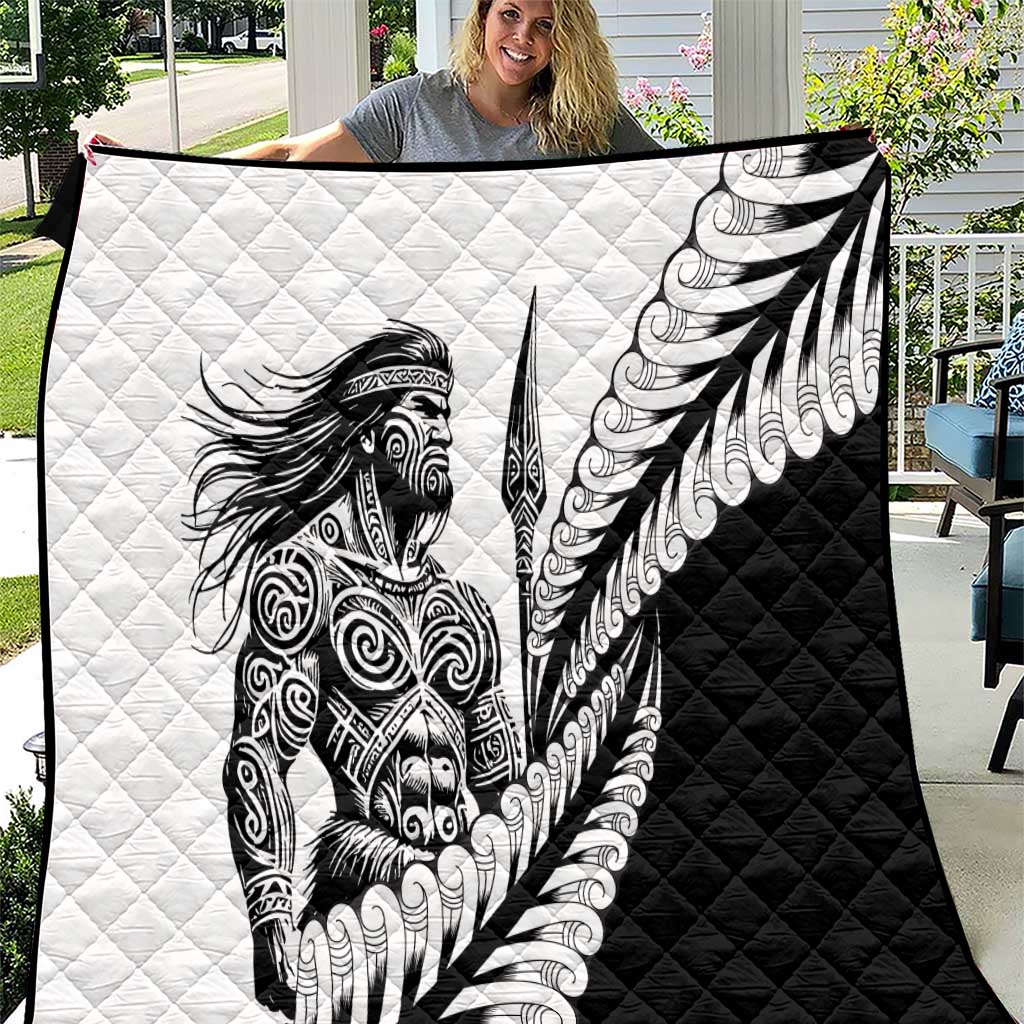 Koru Fern New Zealand Maori Tribal Warrior Quilt LT9 Black - Polynesian Pride