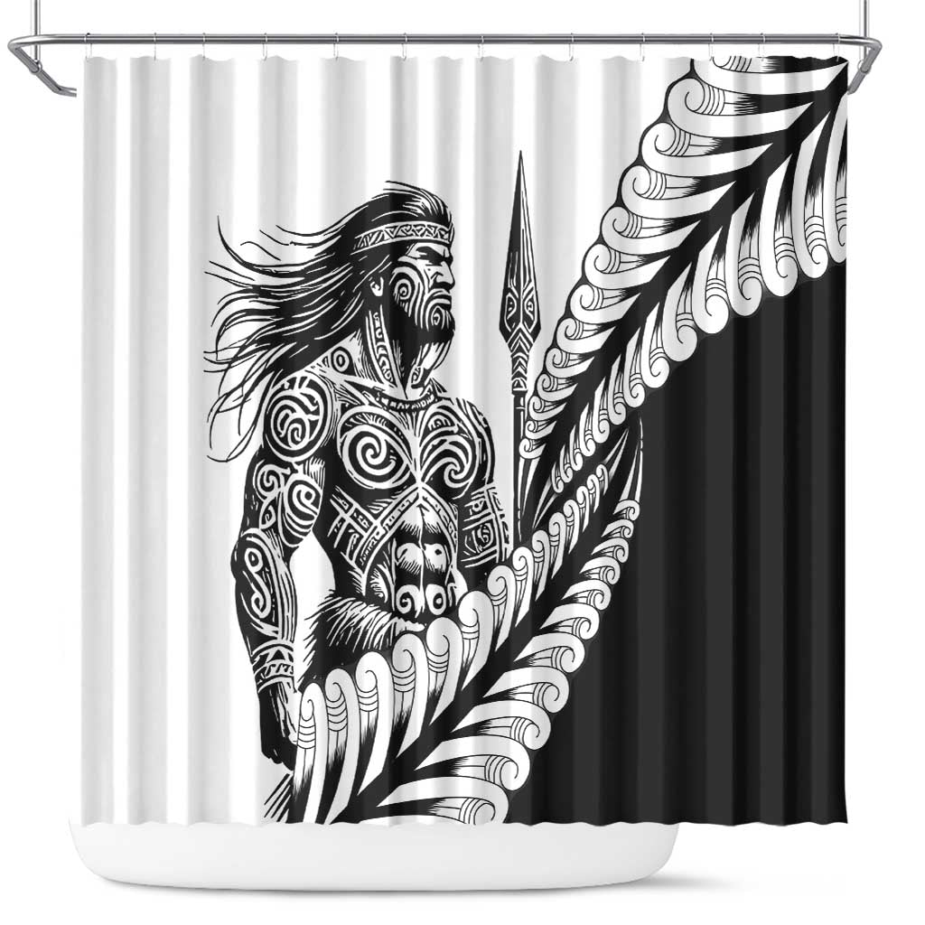Koru Fern New Zealand Maori Tribal Warrior Shower Curtain LT9 Black - Polynesian Pride