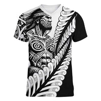 Koru Fern New Zealand Maori Tribal Warrior Women V-Neck T-Shirt