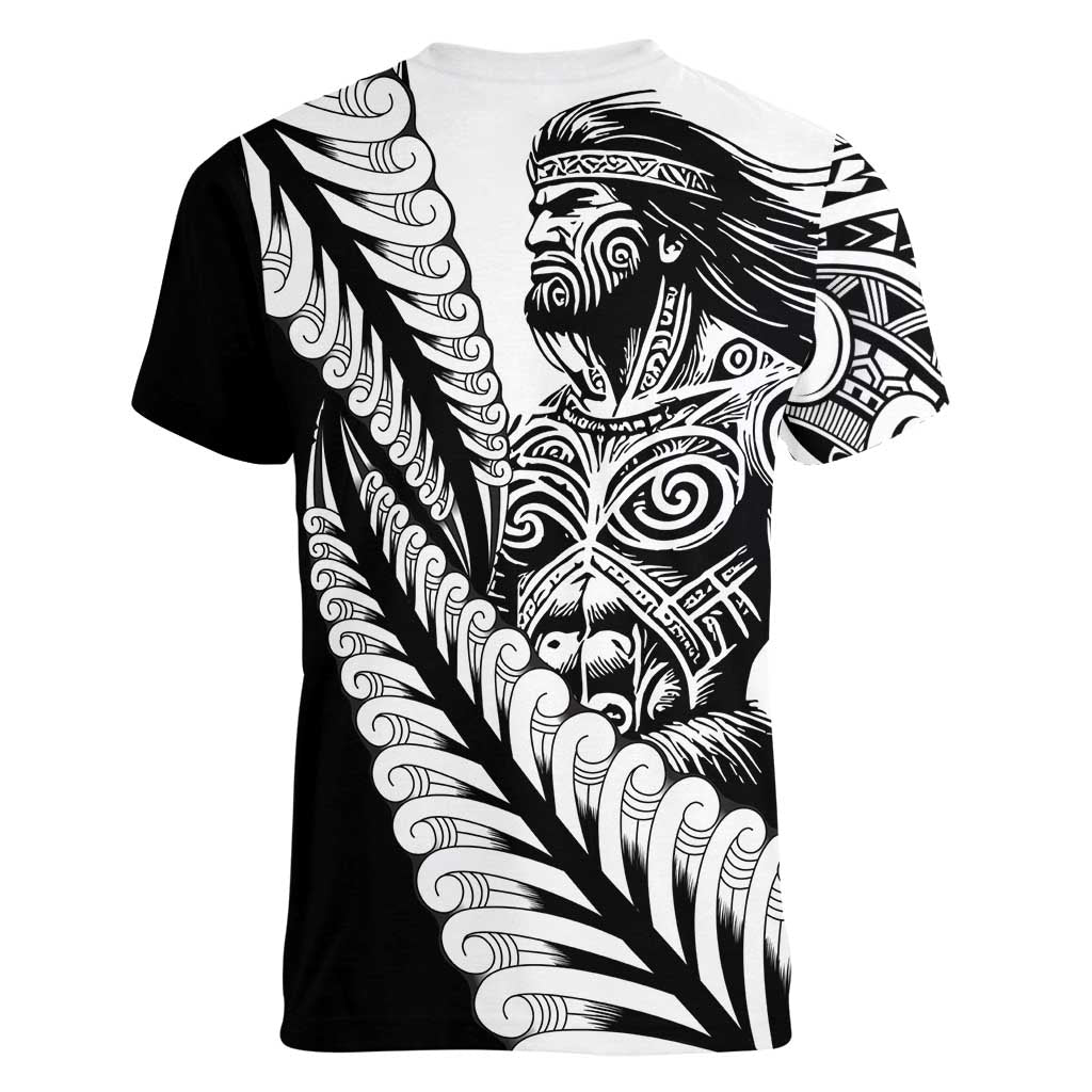 Koru Fern New Zealand Maori Tribal Warrior Women V-Neck T-Shirt
