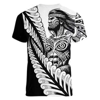 Koru Fern New Zealand Maori Tribal Warrior Women V-Neck T-Shirt