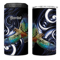 New Zealand Kea Bird Personalised 4 in 1 Can Cooler Tumbler Maori Tribal Koru Art