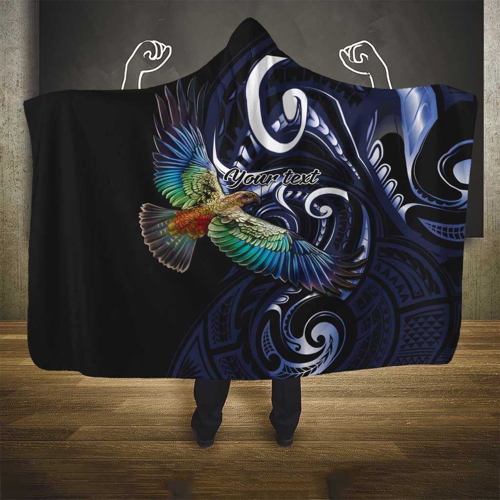 New Zealand Kea Bird Personalised Hooded Blanket Maori Tribal Koru Art