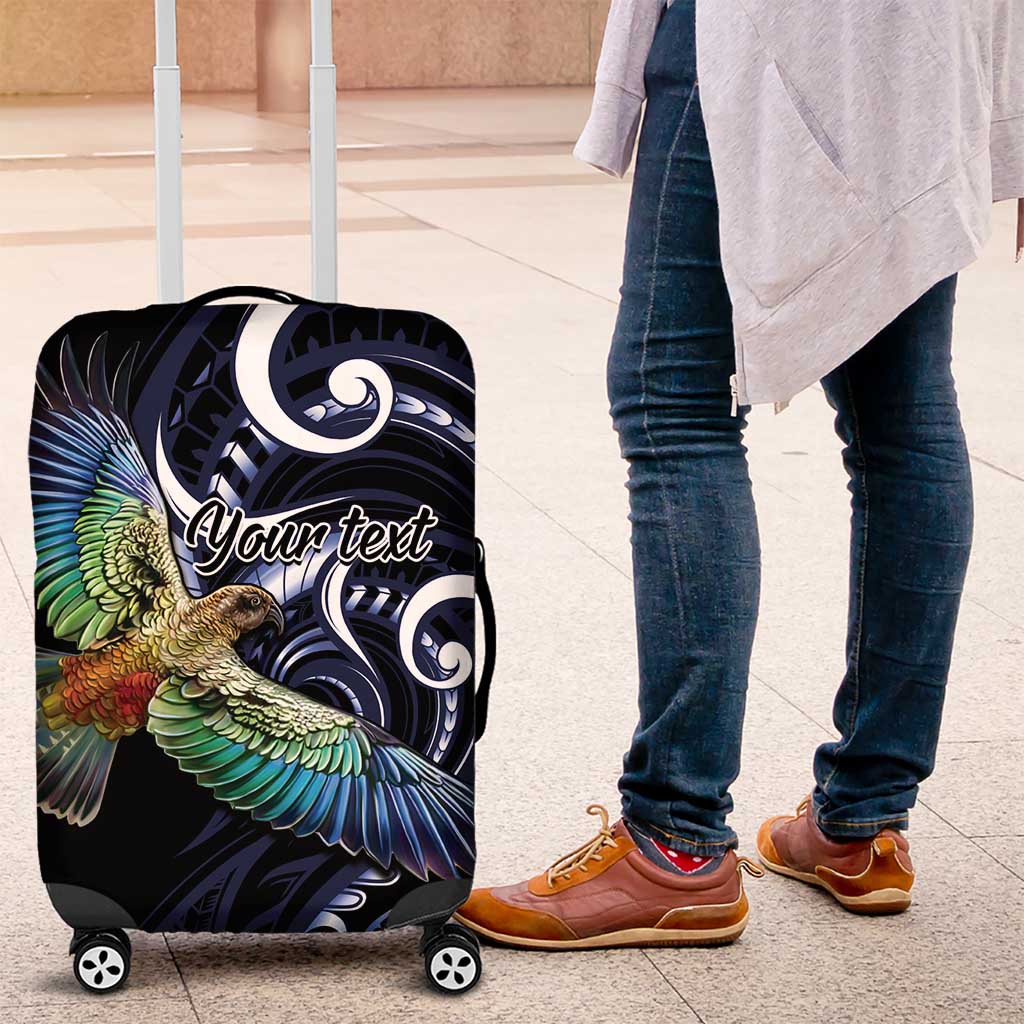 New Zealand Kea Bird Personalised Luggage Cover Maori Tribal Koru Art