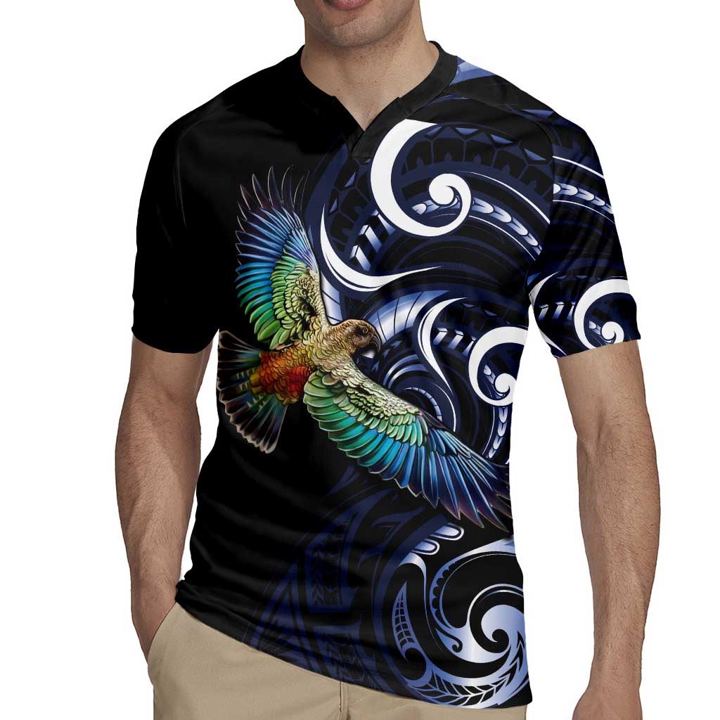 New Zealand Kea Bird Personalised Rugby Jersey Maori Tribal Koru Art