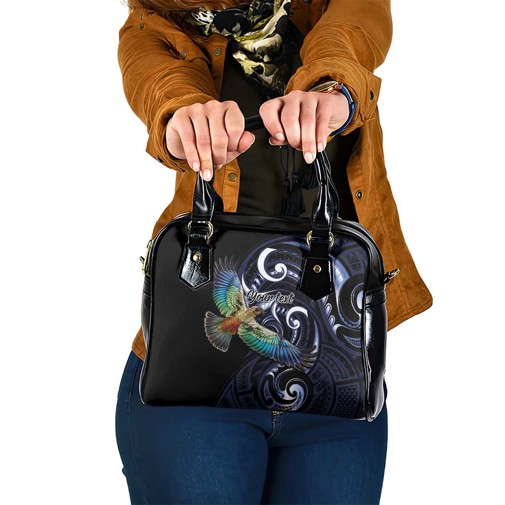 New Zealand Kea Bird Personalised Shoulder Handbag Maori Tribal Koru Art LT9 One Size Blue - Polynesian Pride