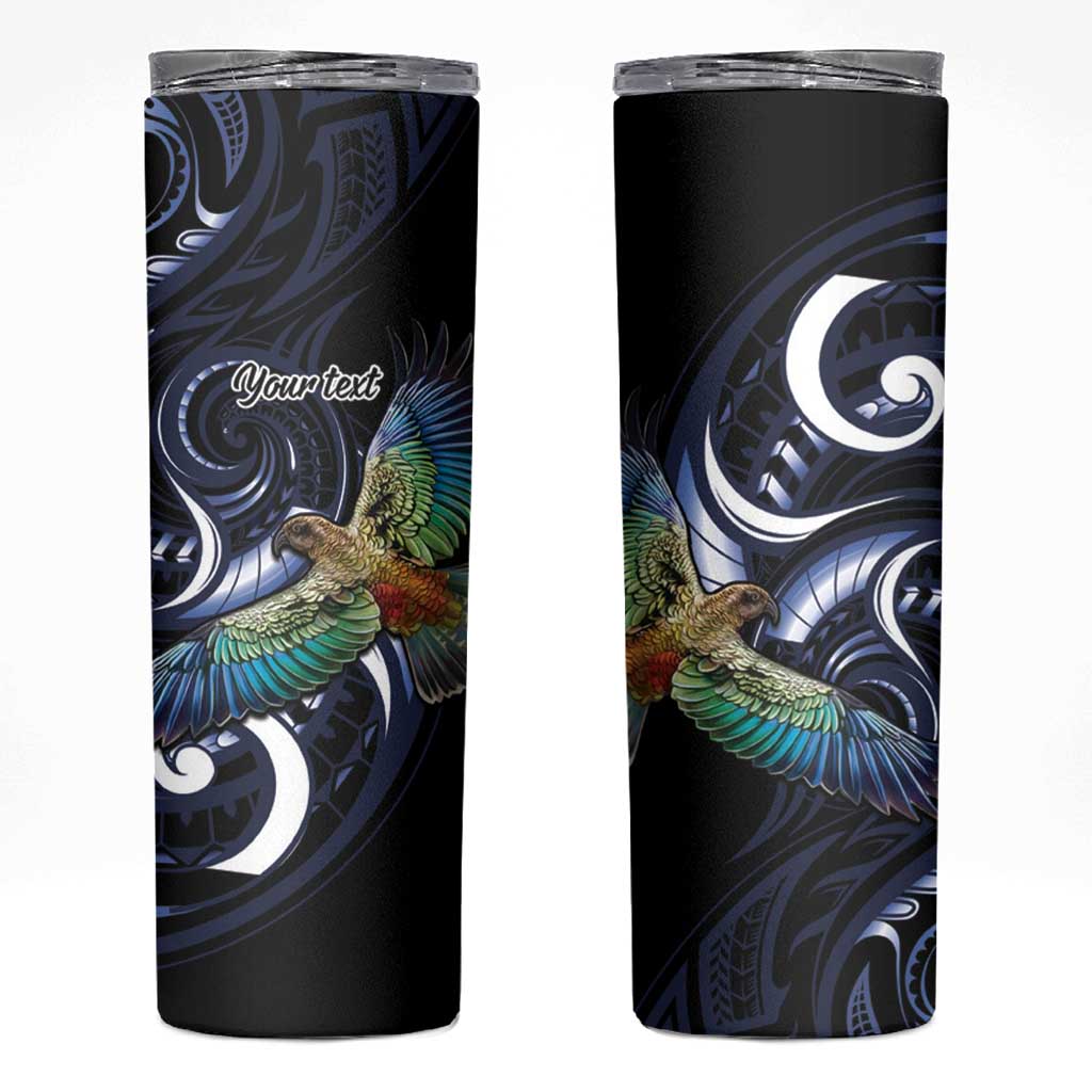 New Zealand Kea Bird Personalised Skinny Tumbler Maori Tribal Koru Art