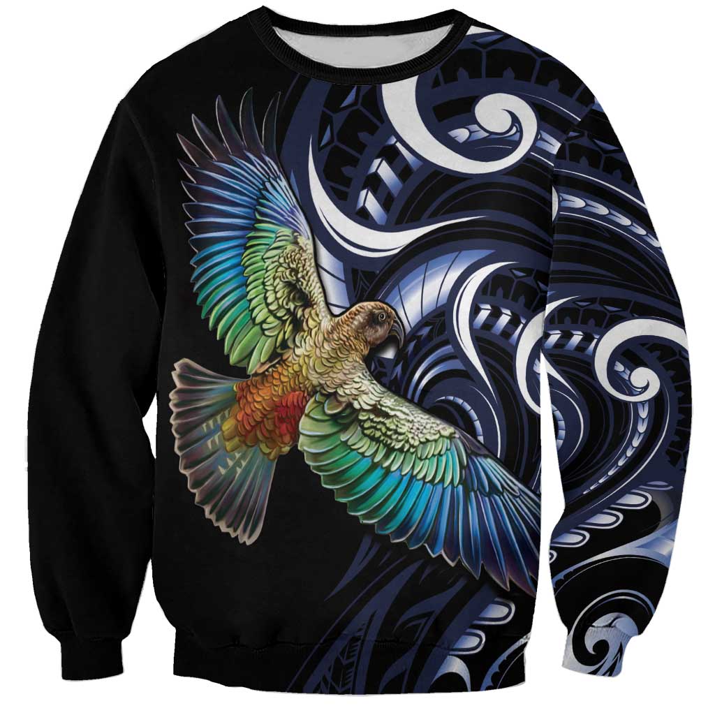 New Zealand Kea Bird Personalised Sweatshirt Maori Tribal Koru Art