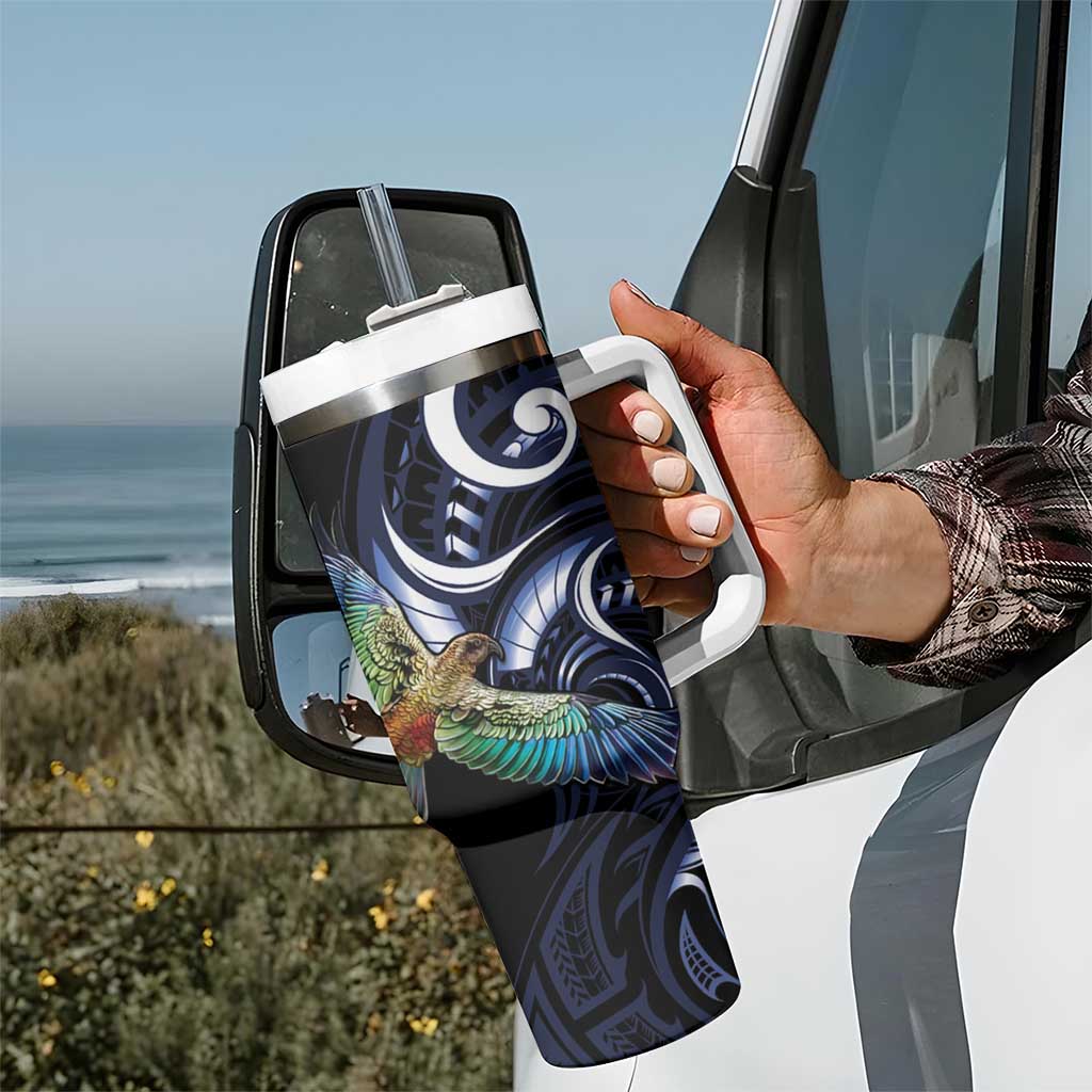 New Zealand Kea Bird Personalised Tumbler With Handle Maori Tribal Koru Art LT9 - Polynesian Pride