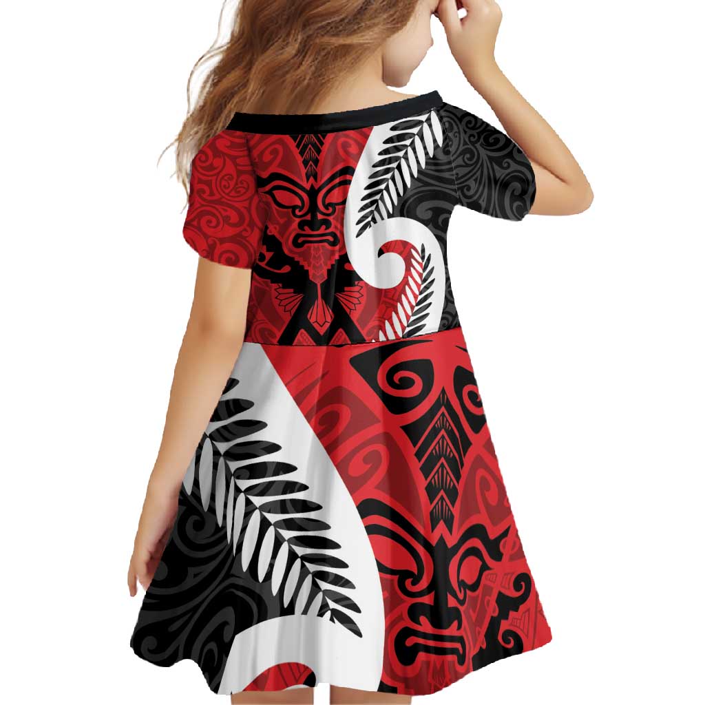 Silver Fern Koru Swirls with Maori Ta Moko Family Matching Mermaid Dress and Hawaiian Shirt LT9 - Polynesian Pride