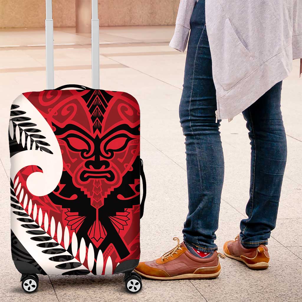 Silver Fern Koru Swirls with Maori Ta Moko Luggage Cover
