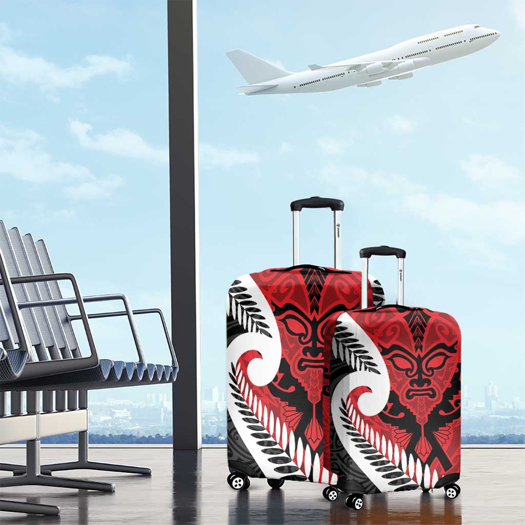 Silver Fern Koru Swirls with Maori Ta Moko Luggage Cover
