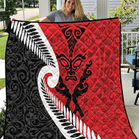 Silver Fern Koru Swirls with Maori Ta Moko Quilt