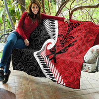 Silver Fern Koru Swirls with Maori Ta Moko Quilt