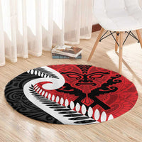 Silver Fern Koru Swirls with Maori Ta Moko Round Carpet LT9 - Polynesian Pride