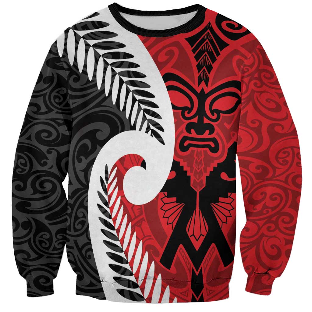 Silver Fern Koru Swirls with Maori Ta Moko Sweatshirt
