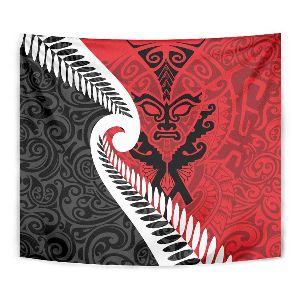 Silver Fern Koru Swirls with Maori Ta Moko Tapestry