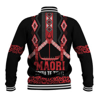 Toitu Te Tiriti Waitangi Baseball Jacket Black Wharenui House - Polynesian Pride