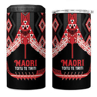 Toitu Te Tiriti Waitangi 4 in 1 Can Cooler Tumbler Black Wharenui House - Polynesian Pride