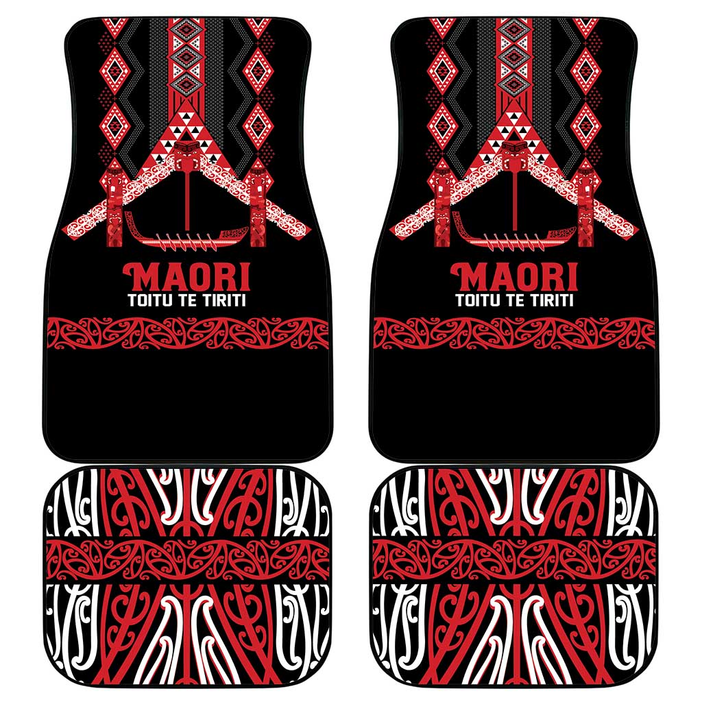 Toitu Te Tiriti Waitangi Car Mats Black Wharenui House - Polynesian Pride