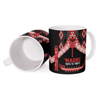 Toitu Te Tiriti Waitangi Ceramic Mug Black Wharenui House LT9 - Polynesian Pride