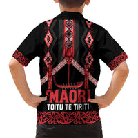 Toitu Te Tiriti Waitangi Family Matching Long Sleeve Bodycon Dress and Hawaiian Shirt Black Wharenui House - Polynesian Pride
