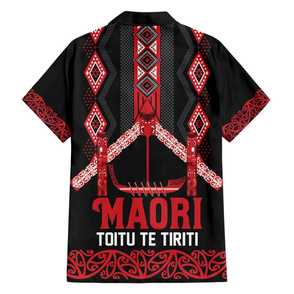 Toitu Te Tiriti Waitangi Family Matching Short Sleeve Bodycon Dress and Hawaiian Shirt Black Wharenui House - Polynesian Pride