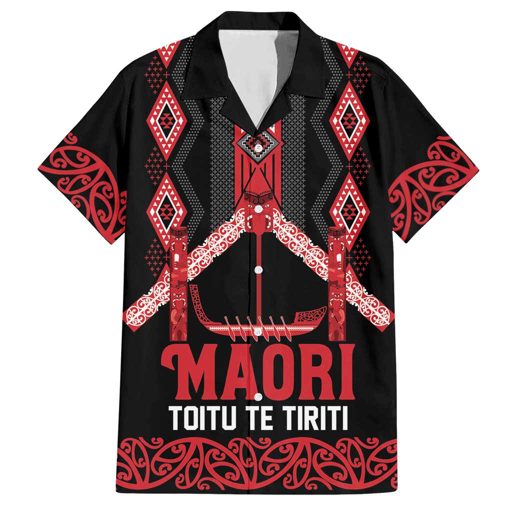 Toitu Te Tiriti Waitangi Hawaiian Shirt Black Wharenui House LT9 Black - Polynesian Pride