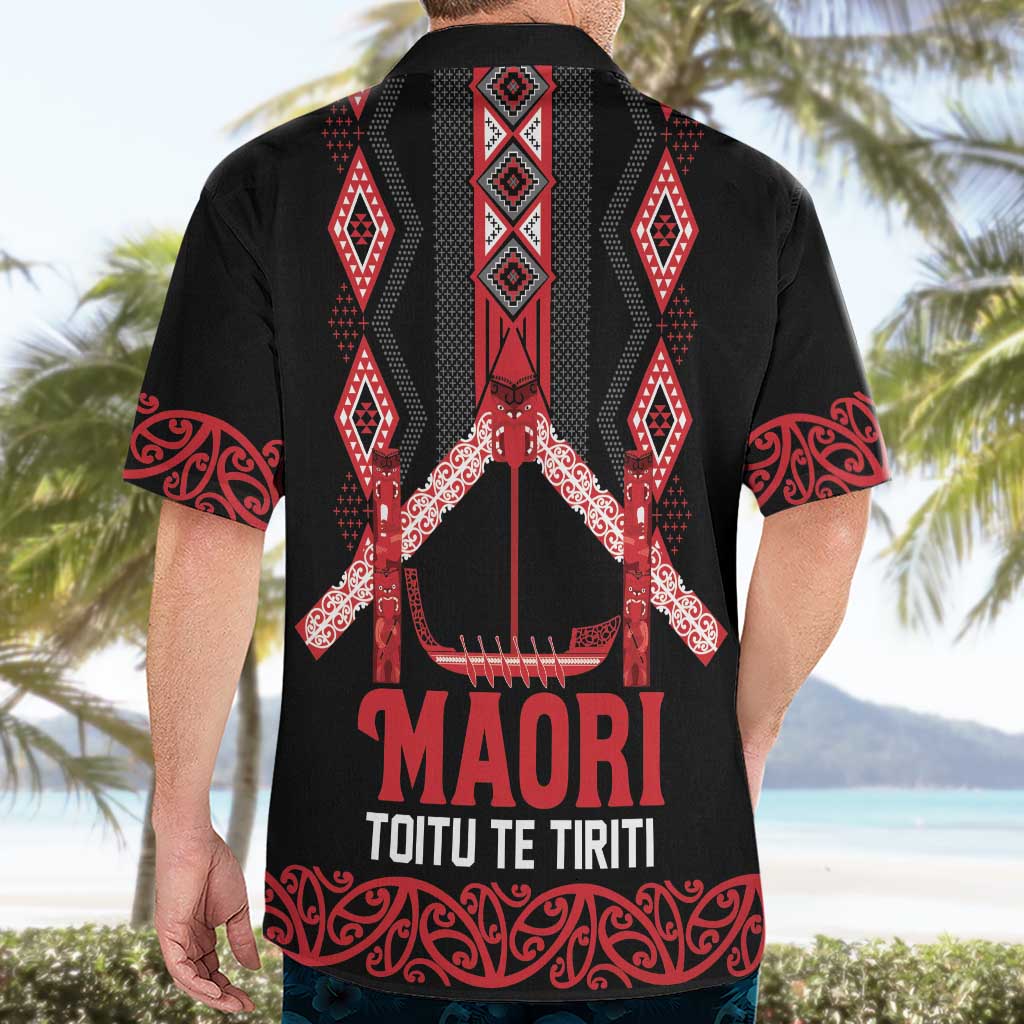 Toitu Te Tiriti Waitangi Hawaiian Shirt Black Wharenui House - Polynesian Pride