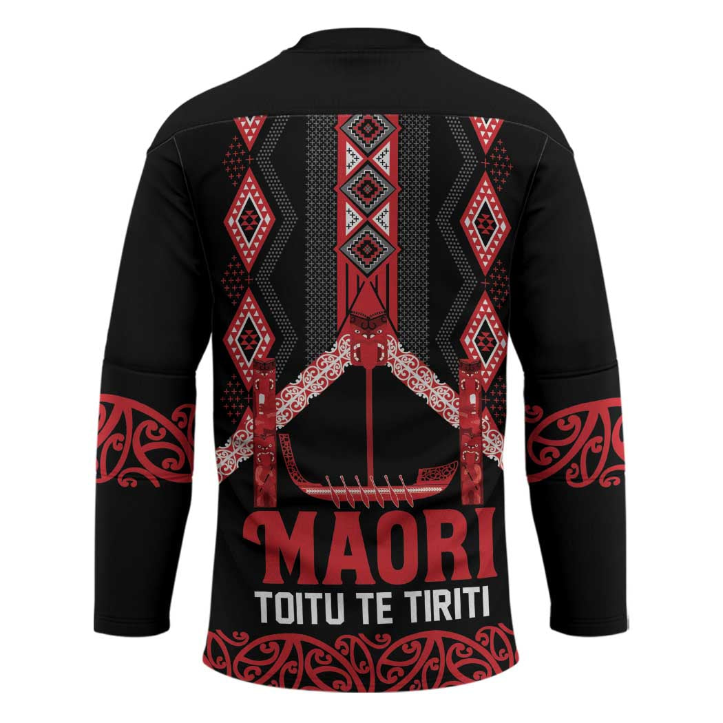 Toitu Te Tiriti Waitangi Hockey Jersey Black Wharenui House - Polynesian Pride