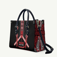 Toitu Te Tiriti Waitangi Leather Bag Black Wharenui House - Polynesian Pride