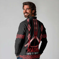Toitu Te Tiriti Waitangi Long Sleeve Polo Shirt Black Wharenui House - Polynesian Pride