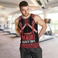 Toitu Te Tiriti Waitangi Men Tank Top Black Wharenui House LT9 Black - Polynesian Pride