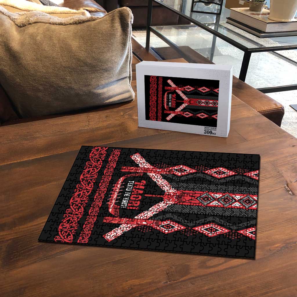 Toitu Te Tiriti Waitangi Puzzle Black Wharenui House - Polynesian Pride