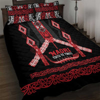 Toitu Te Tiriti Waitangi Quilt Bed Set Black Wharenui House - Polynesian Pride