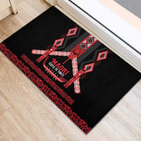 Toitu Te Tiriti Waitangi Rubber Doormat Black Wharenui House - Polynesian Pride